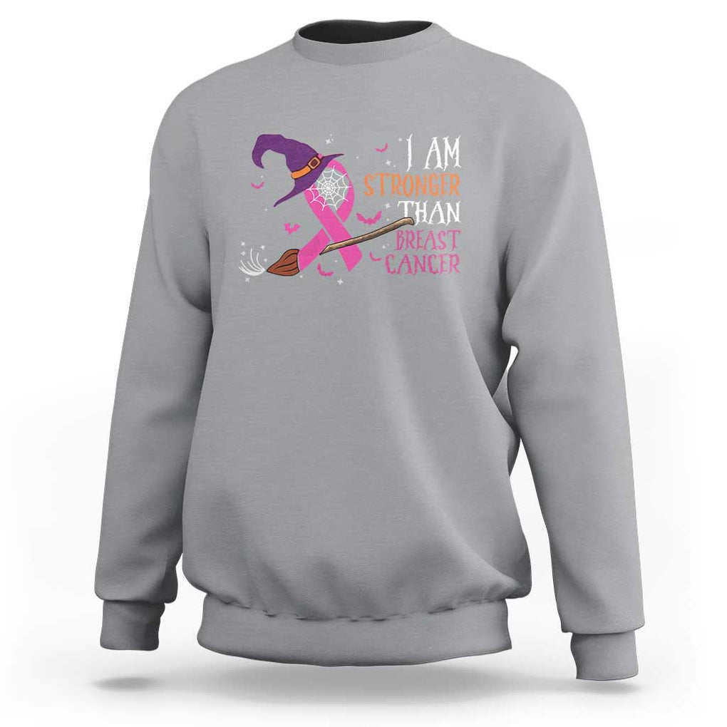 I Am Stronger Than Breast Cancer Halloween Witch Sweatshirt TS09 Sport Gray Print Your Wear