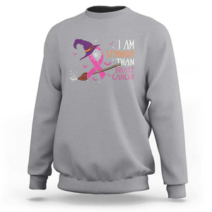 I Am Stronger Than Breast Cancer Halloween Witch Sweatshirt TS09 Sport Gray Print Your Wear