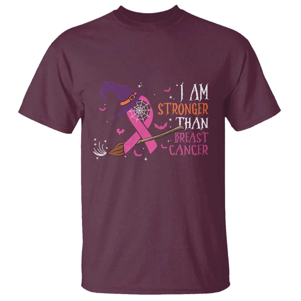 I Am Stronger Than Breast Cancer Halloween Witch T Shirt TS09 Maroon Print Your Wear