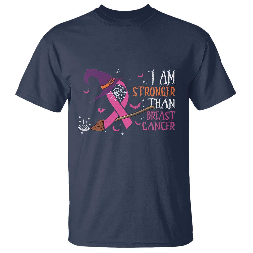 I Am Stronger Than Breast Cancer Halloween Witch T Shirt TS09 Navy Print Your Wear