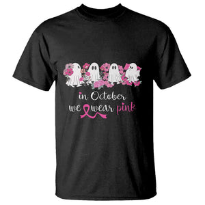 Pink Breast Cancer T Shirt In October We Wear Pink Pink Ghost Halloween TS09 Black Print Your Wear