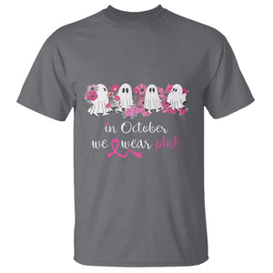 Pink Breast Cancer T Shirt In October We Wear Pink Pink Ghost Halloween TS09 Charcoal Print Your Wear