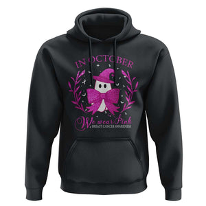 Breast Cancer Halloween Hoodie In October We Wear Pink Cute Pink Ghost TS09 Black Print Your Wear