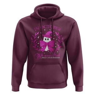 Breast Cancer Halloween Hoodie In October We Wear Pink Cute Pink Ghost TS09 Maroon Print Your Wear