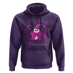 Breast Cancer Halloween Hoodie In October We Wear Pink Cute Pink Ghost TS09 Purple Print Your Wear