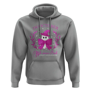 Breast Cancer Halloween Hoodie In October We Wear Pink Cute Pink Ghost TS09 Sport Gray Print Your Wear