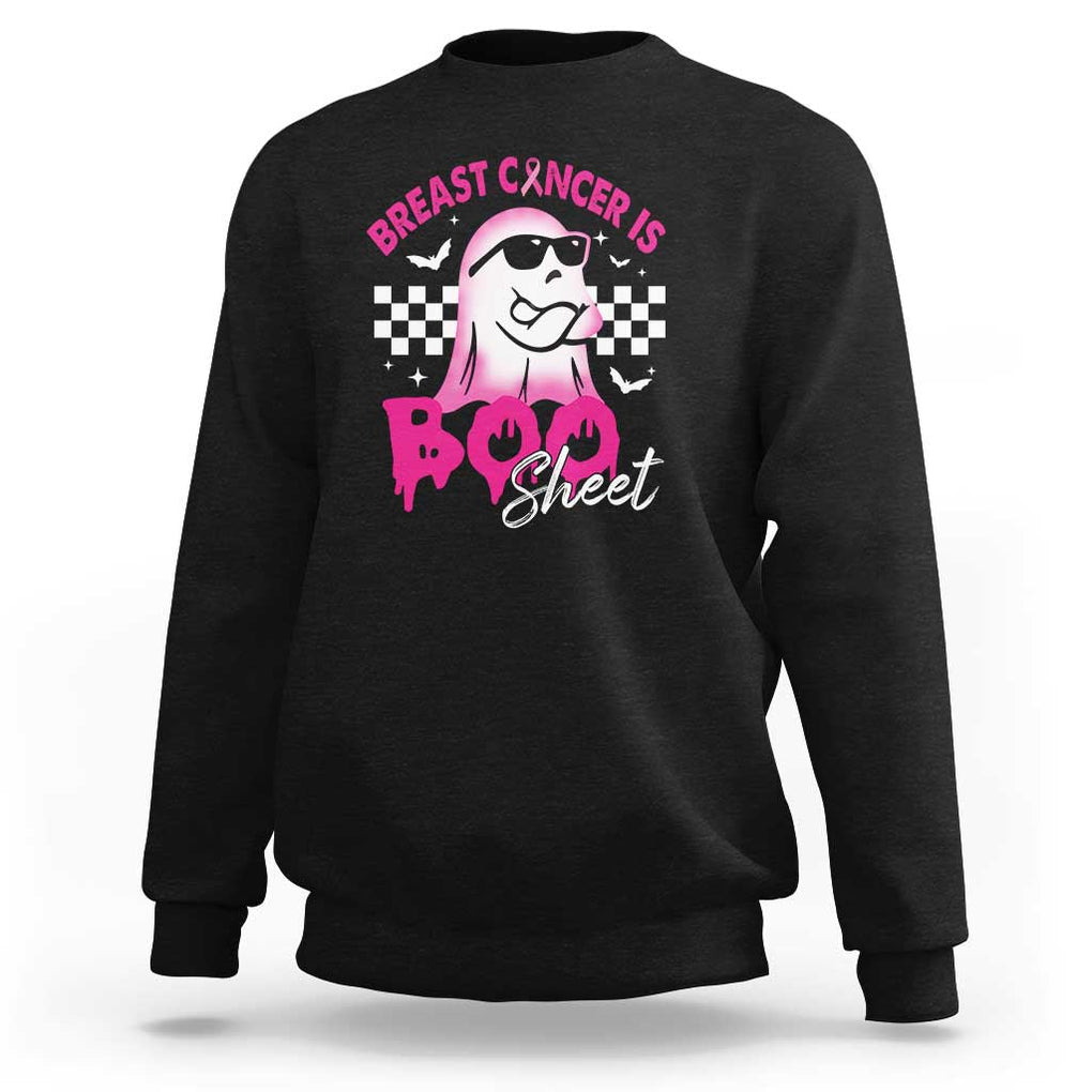 Halloween Breast Cancer Is Boo Sheet Sweatshirt Groovy Cute Pink Ghost TS09 Black Print Your Wear