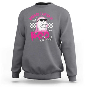 Halloween Breast Cancer Is Boo Sheet Sweatshirt Groovy Cute Pink Ghost TS09 Charcoal Print Your Wear