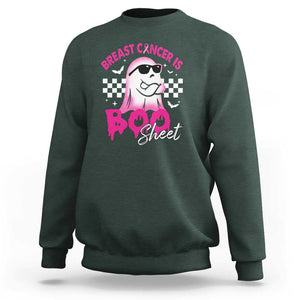 Halloween Breast Cancer Is Boo Sheet Sweatshirt Groovy Cute Pink Ghost TS09 Dark Forest Green Print Your Wear