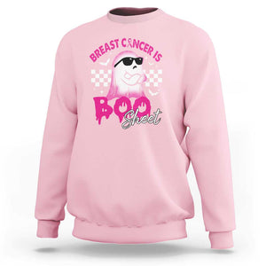 Halloween Breast Cancer Is Boo Sheet Sweatshirt Groovy Cute Pink Ghost TS09 Light Pink Print Your Wear