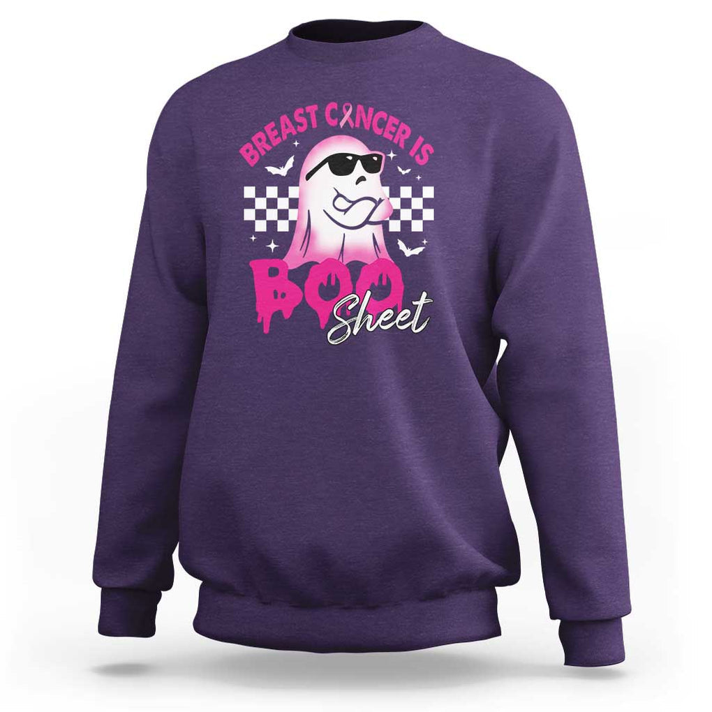 Halloween Breast Cancer Is Boo Sheet Sweatshirt Groovy Cute Pink Ghost TS09 Purple Print Your Wear