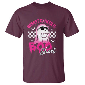 Halloween Breast Cancer Is Boo Sheet T Shirt Groovy Cute Pink Ghost TS09 Maroon Print Your Wear