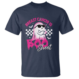 Halloween Breast Cancer Is Boo Sheet T Shirt Groovy Cute Pink Ghost TS09 Navy Print Your Wear