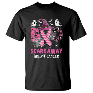 Pink Breast Cancer Halloween T Shirt Boo Scare Away Pink Ribbon Witch TS09 Black Print Your Wear