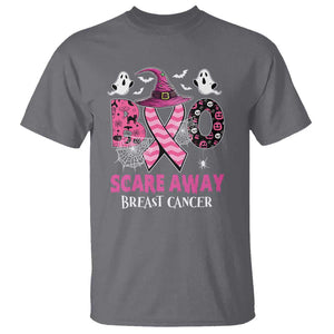 Pink Breast Cancer Halloween T Shirt Boo Scare Away Pink Ribbon Witch TS09 Charcoal Print Your Wear