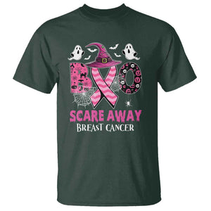 Pink Breast Cancer Halloween T Shirt Boo Scare Away Pink Ribbon Witch TS09 Dark Forest Green Print Your Wear