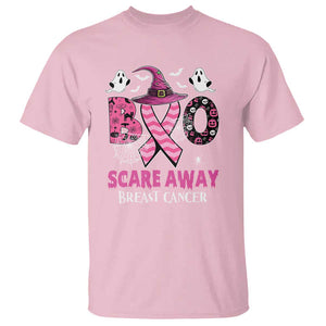 Pink Breast Cancer Halloween T Shirt Boo Scare Away Pink Ribbon Witch TS09 Light Pink Print Your Wear