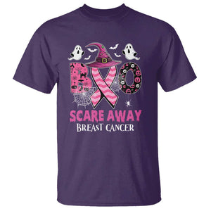 Pink Breast Cancer Halloween T Shirt Boo Scare Away Pink Ribbon Witch TS09 Purple Print Your Wear