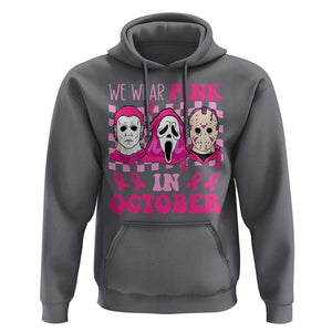 Breast Cancer Halloween Hoodie In October We Wear Pink Horror Character TS09 Charcoal Print Your Wear