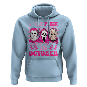 Breast Cancer Halloween Hoodie In October We Wear Pink Horror Character TS09 Light Blue Print Your Wear