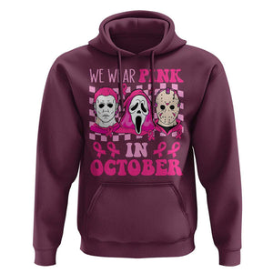 Breast Cancer Halloween Hoodie In October We Wear Pink Horror Character TS09 Maroon Print Your Wear