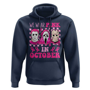 Breast Cancer Halloween Hoodie In October We Wear Pink Horror Character TS09 Navy Print Your Wear