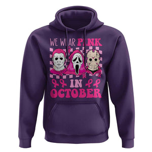 Breast Cancer Halloween Hoodie In October We Wear Pink Horror Character TS09 Purple Print Your Wear