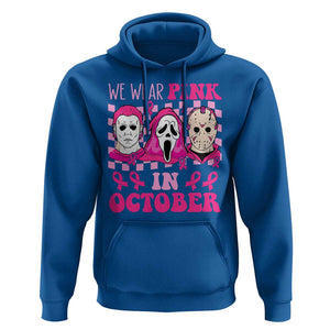 Breast Cancer Halloween Hoodie In October We Wear Pink Horror Character TS09 Royal Blue Print Your Wear