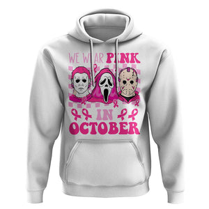 Breast Cancer Halloween Hoodie In October We Wear Pink Horror Character TS09 White Print Your Wear