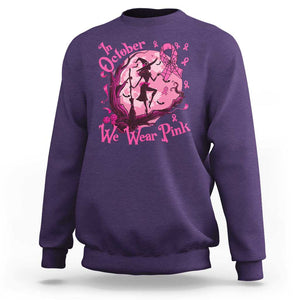 Breast Cancer Halloween Sweatshirt In October We Wear Pink Witch TS09 Purple Print Your Wear