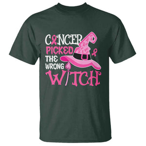 Breast Cancer Halloween T Shirt Cancer Picked The Wrong Witch TS09 Dark Forest Green Print Your Wear
