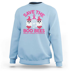 Breast Cancer Halloween Sweatshirt Save The Boo Bees TS09 Light Blue Print Your Wear