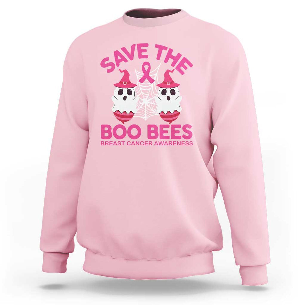 Breast Cancer Halloween Sweatshirt Save The Boo Bees TS09 Light Pink Print Your Wear