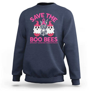 Breast Cancer Halloween Sweatshirt Save The Boo Bees TS09 Navy Print Your Wear