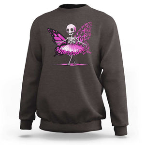 Pink Breast Cancer Sweatshirt Cute Ballerina Skeleton Ribbon Buterfly TS09 Dark Chocolate Print Your Wear