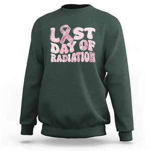 Pink Breast Cancer Chemotherapy Sweatshirt Last Day Of Radiation Pink Ribbon TS09 Dark Forest Green Print Your Wear