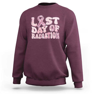 Pink Breast Cancer Chemotherapy Sweatshirt Last Day Of Radiation Pink Ribbon TS09 Maroon Print Your Wear