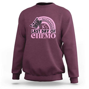 Breast Cancer Chemotherapy Sweatshirt Last Day Of Chemo Pink Ribbon TS09 Maroon Print Your Wear