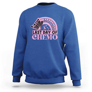 Breast Cancer Chemotherapy Sweatshirt Last Day Of Chemo Pink Ribbon TS09 Royal Blue Print Your Wear