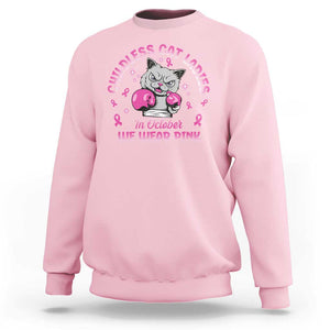 Breast Cancer Childless Cat Lady Sweatshirt In October We Wear Pink TS09 Light Pink Print Your Wear