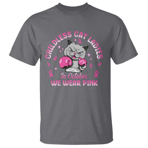 Breast Cancer Childless Cat Lady T Shirt In October We Wear Pink TS09 Charcoal Print Your Wear