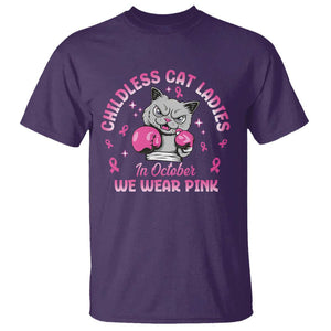 Breast Cancer Childless Cat Lady T Shirt In October We Wear Pink TS09 Purple Print Your Wear