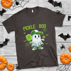 Halloween Pickleball T Shirt Pickle Boo Cute Ghost TS09 Dark Chocolate Print Your Wear