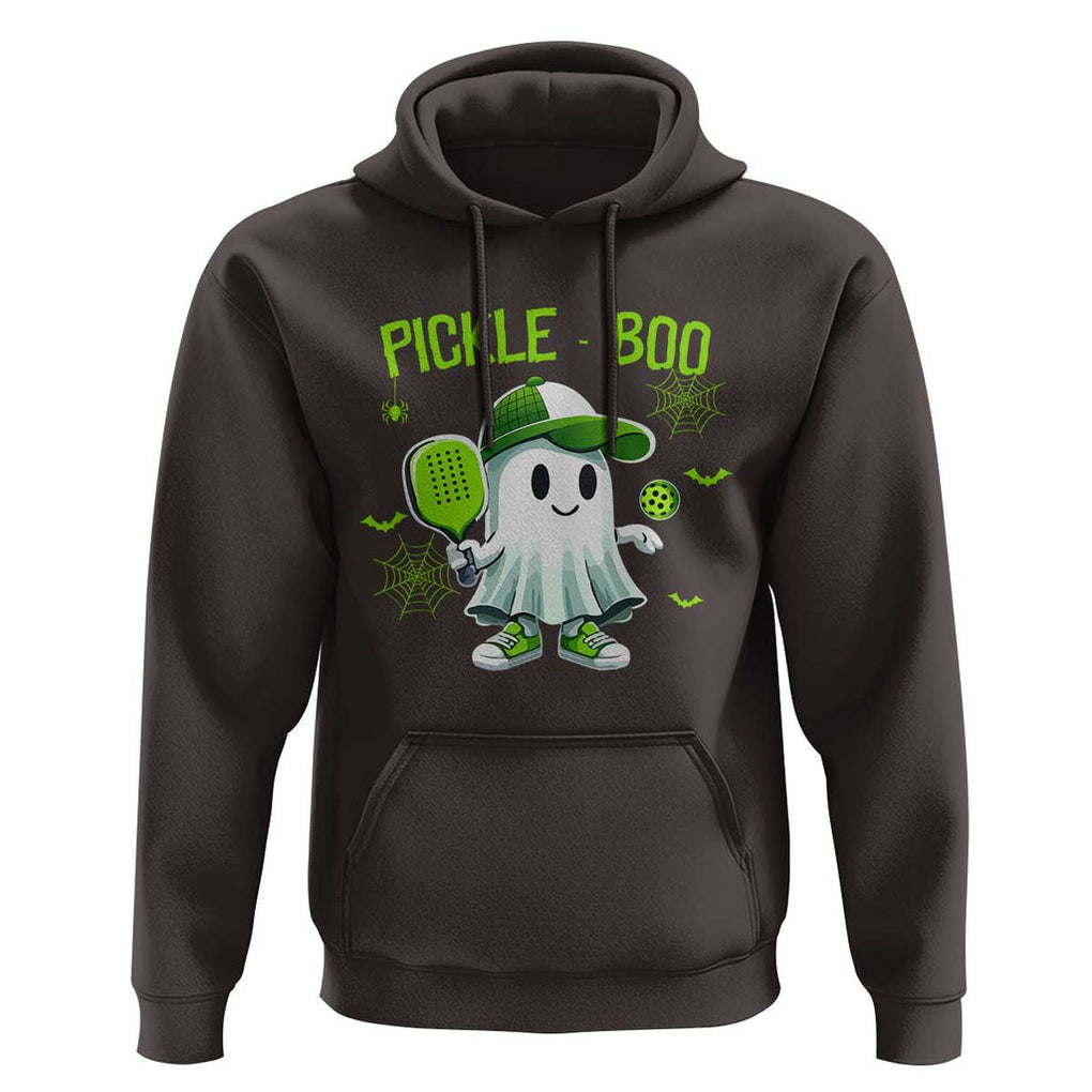 Halloween Pickleball Hoodie Pickle Boo Cute Ghost TS09 Dark Chocolate Print Your Wear