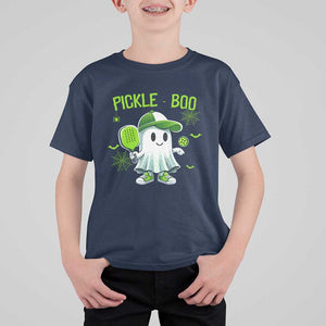 Halloween Pickleball T Shirt For Kid Pickle Boo Cute Ghost TS09 Navy Print Your Wear