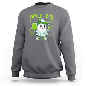 Halloween Pickleball Sweatshirt Pickle Boo Cute Ghost TS09 Charcoal Print Your Wear