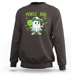 Halloween Pickleball Sweatshirt Pickle Boo Cute Ghost TS09 Dark Chocolate Print Your Wear