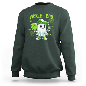 Halloween Pickleball Sweatshirt Pickle Boo Cute Ghost TS09 Dark Forest Green Print Your Wear