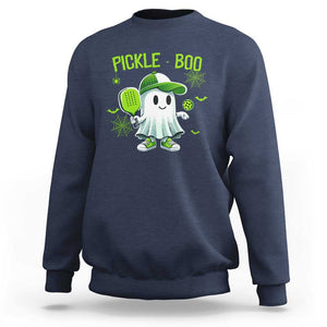 Halloween Pickleball Sweatshirt Pickle Boo Cute Ghost TS09 Navy Print Your Wear