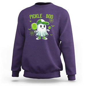 Halloween Pickleball Sweatshirt Pickle Boo Cute Ghost TS09 Purple Print Your Wear